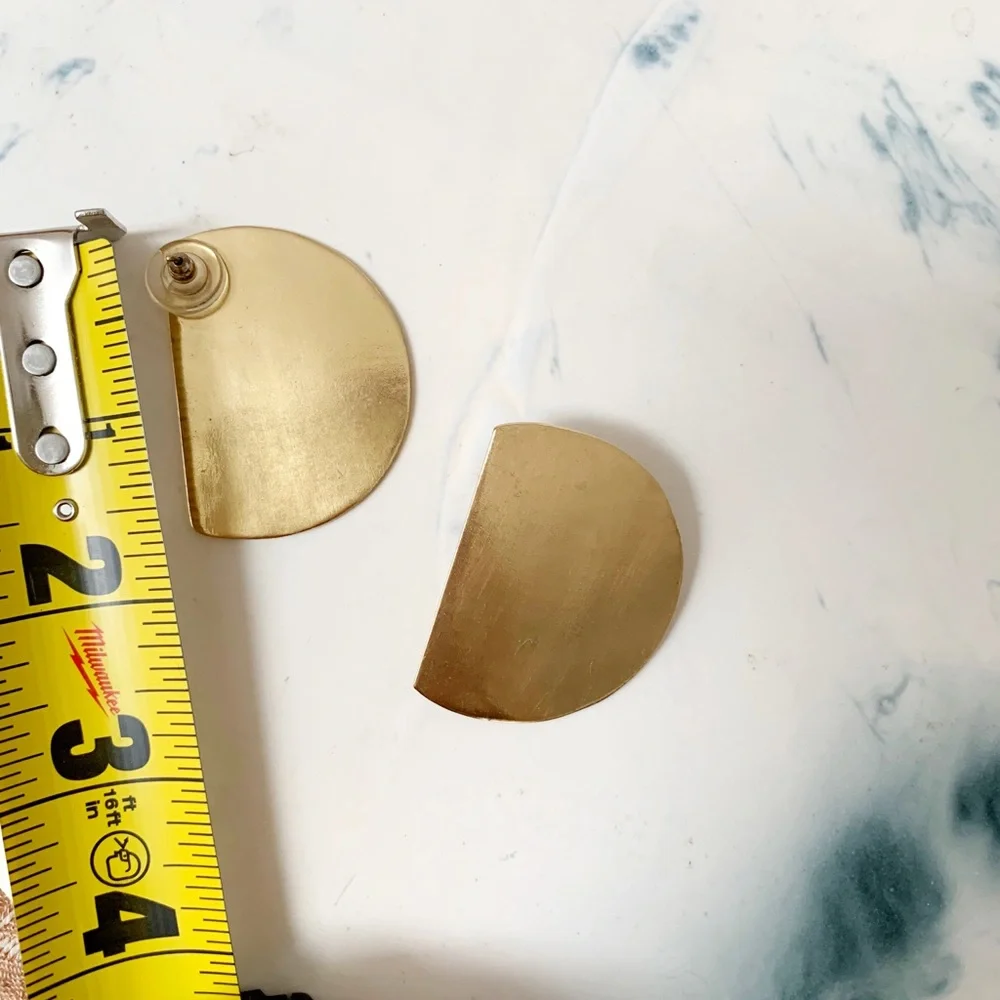 Minimalist Gold Half-Moon Statement Earrings